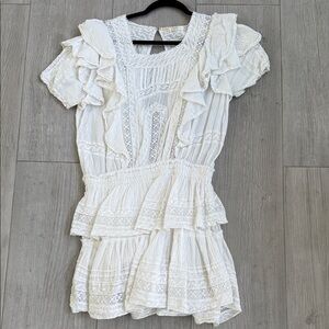 Loveshackfancy White Lace Ruffle Mini Dress